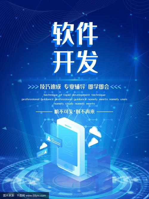 蓝色科技感软件开发促销海报